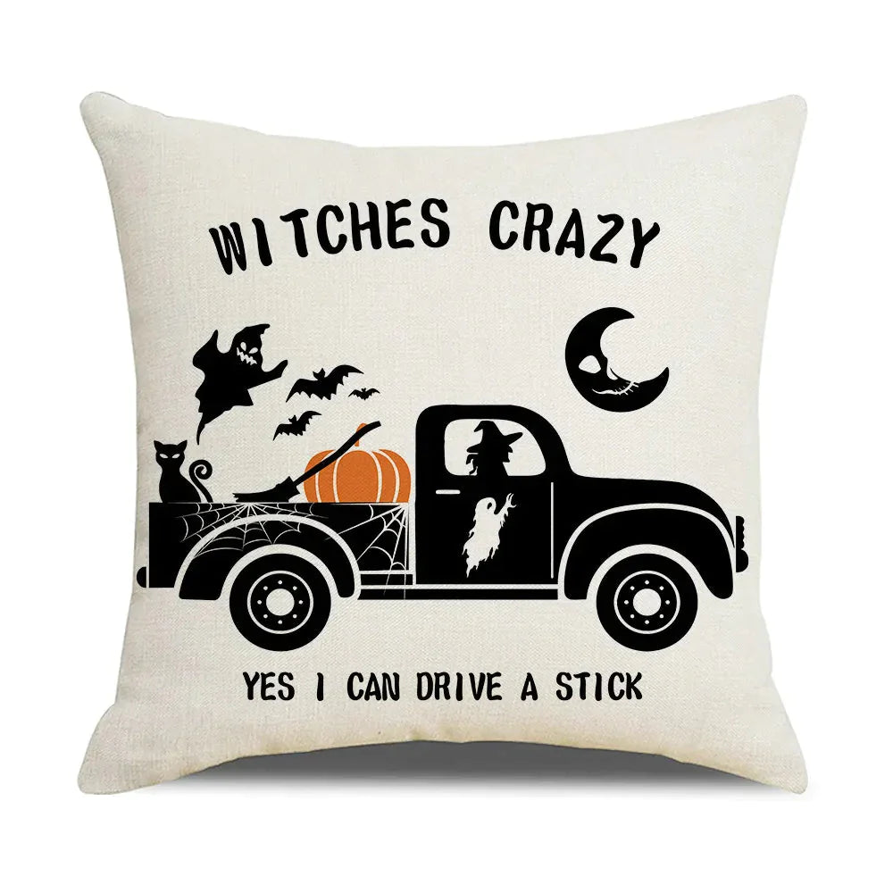 Taie coussin en lin décoration canapé Halloween