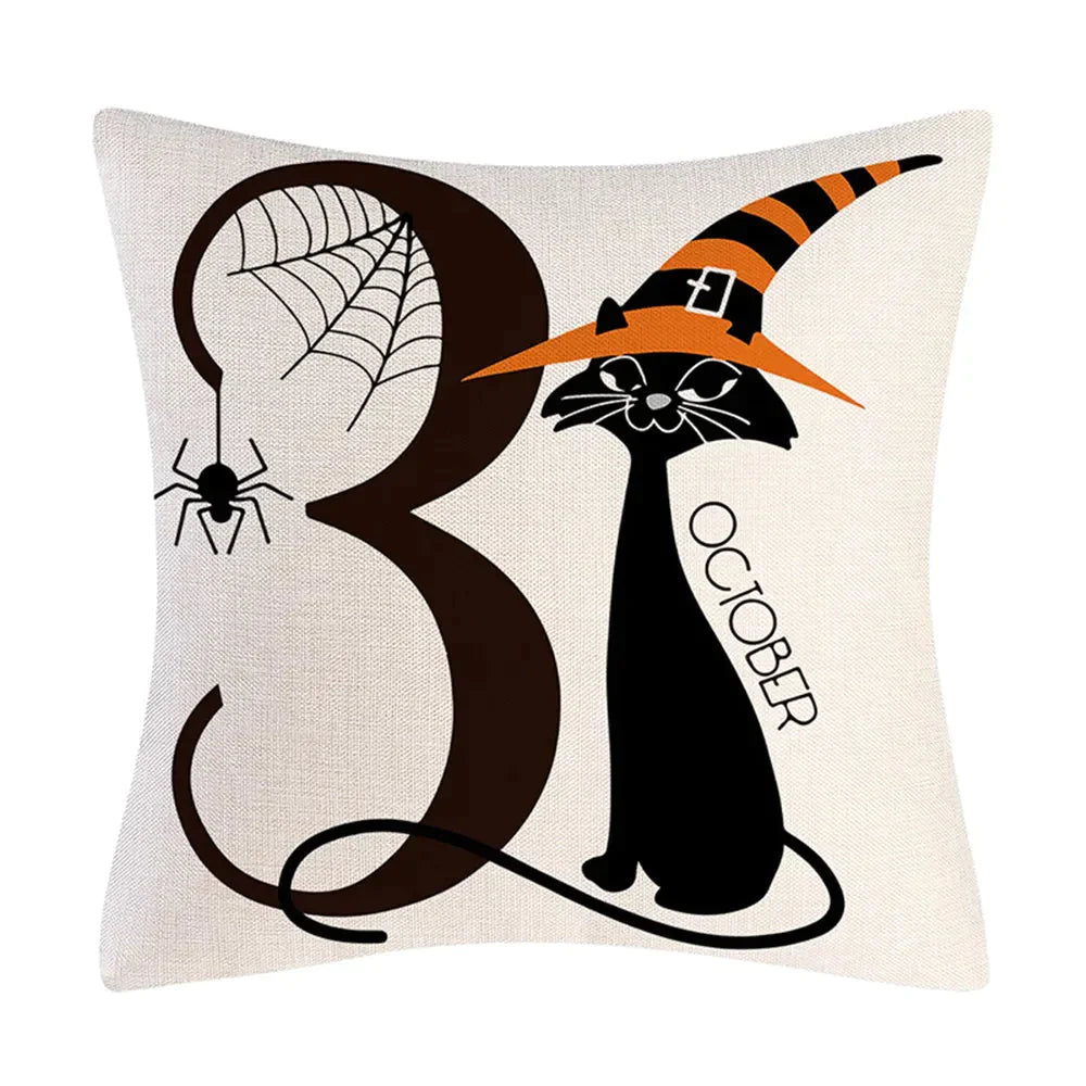 Taie coussin en lin décoration canapé Halloween