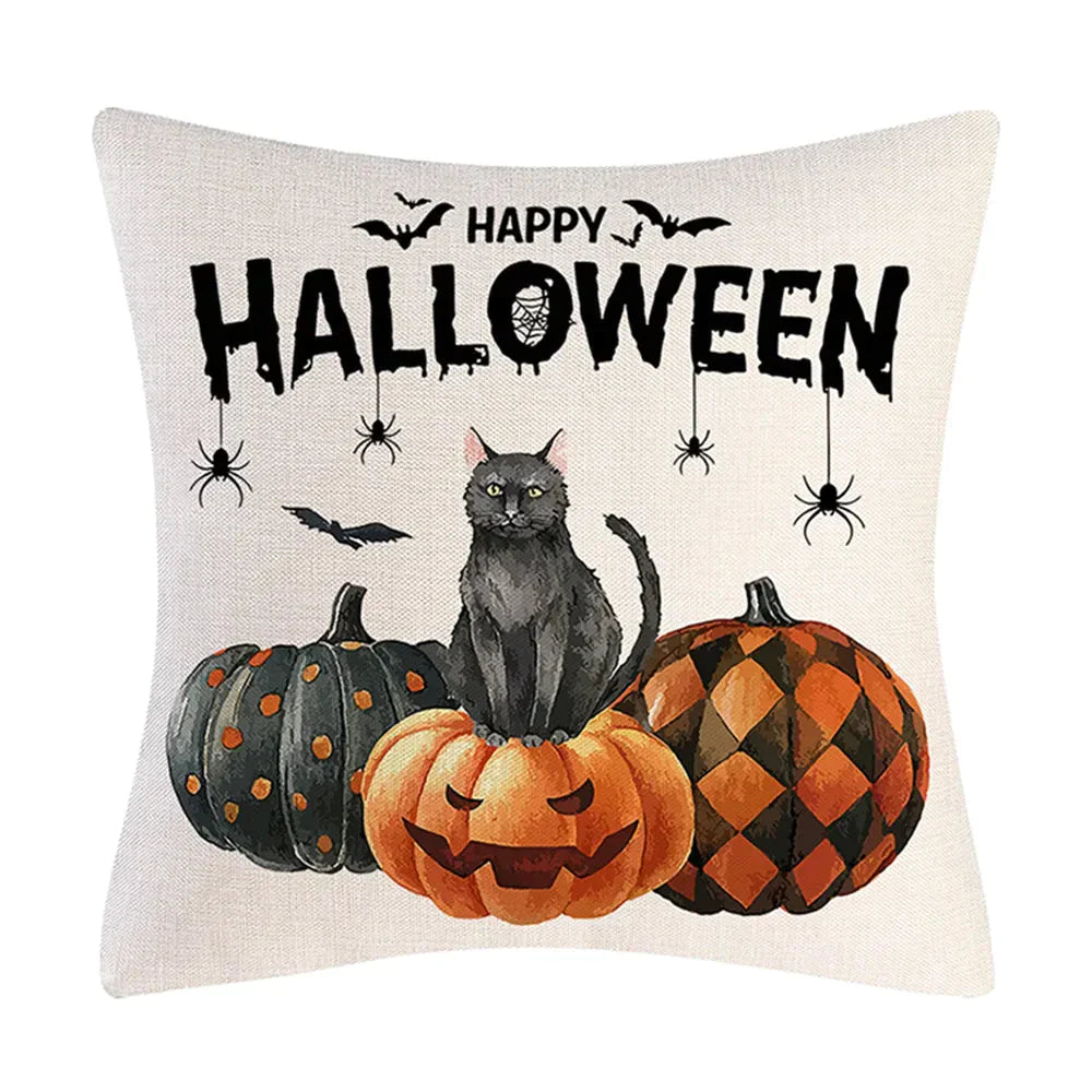 Taie coussin en lin décoration canapé Halloween