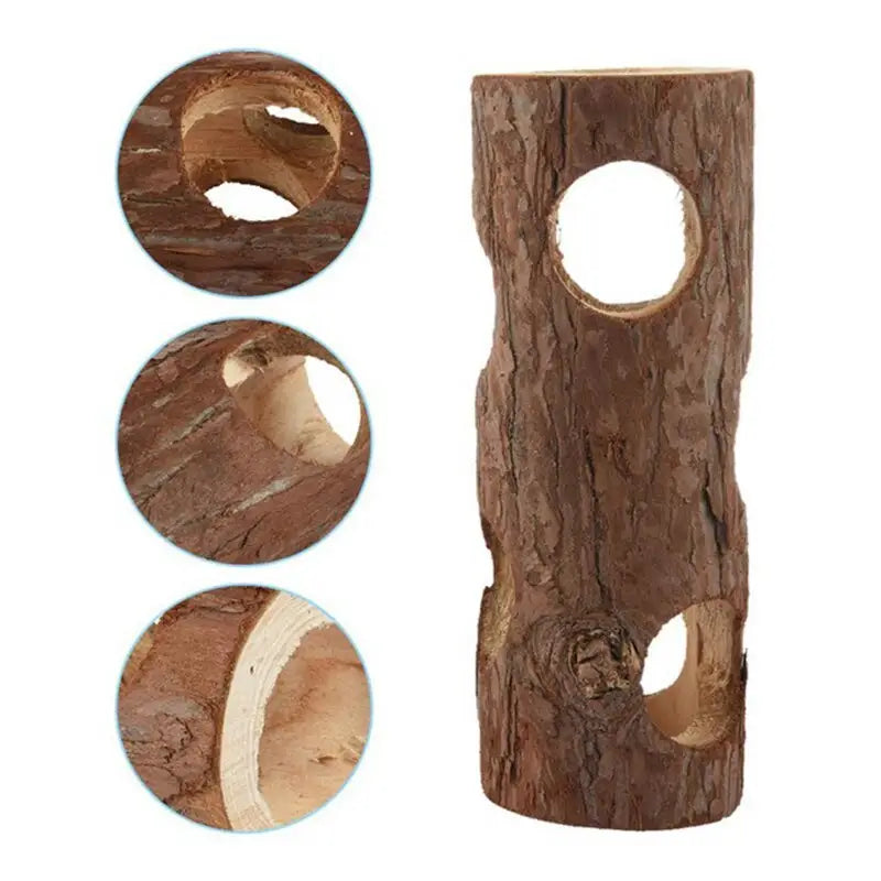 Tunnel en bois naturel pour hamster