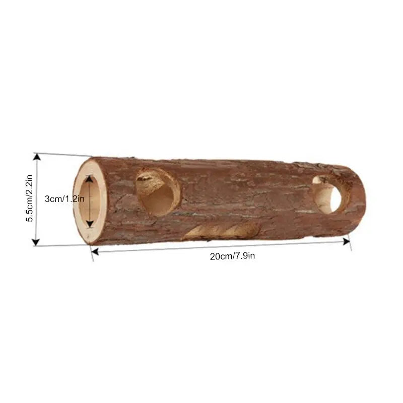 Tunnel en bois naturel pour hamster