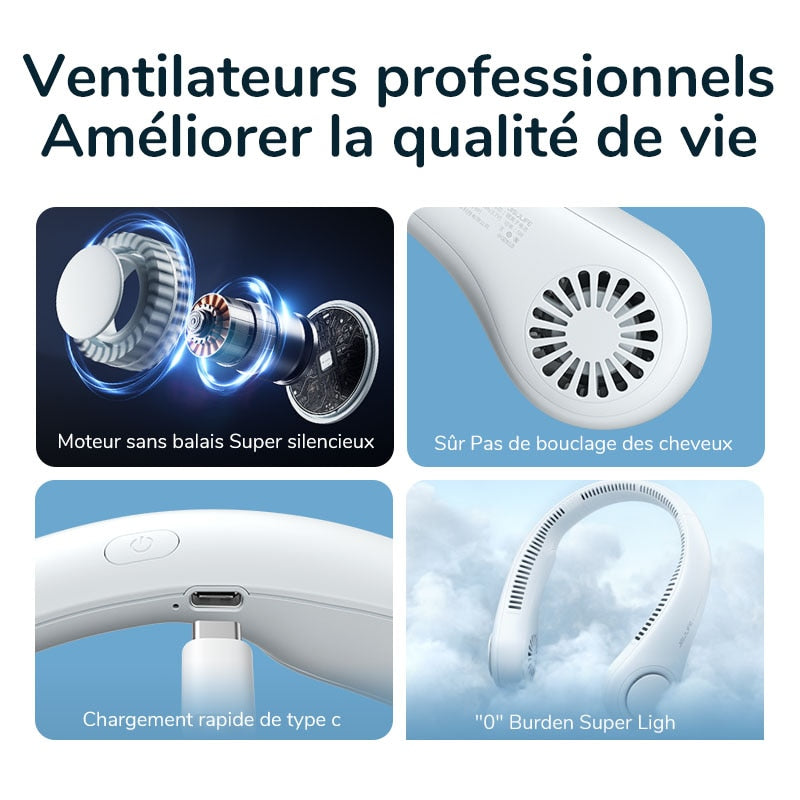 Ventilateur de cou portable rechargeable