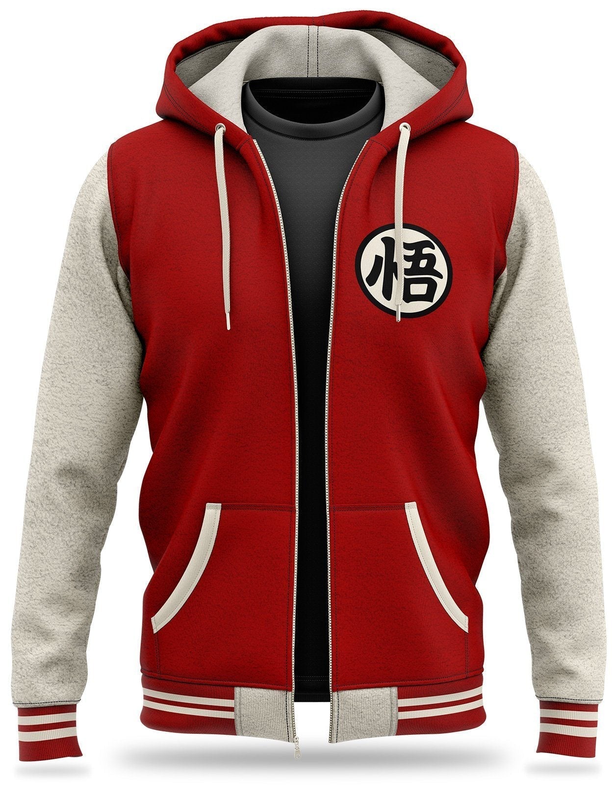 Veste DBZ Molletonnée Kanji "Go" (Rouge)